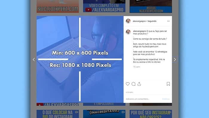 Tamanho das Publicações na Linha do tempo do Instagram